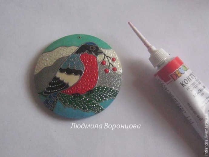 Создание кулона с росписью "Снегирь": часть 2