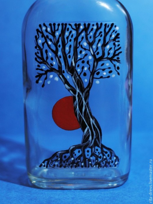 Древо жизни: расписываем бутылку акриловыми красками