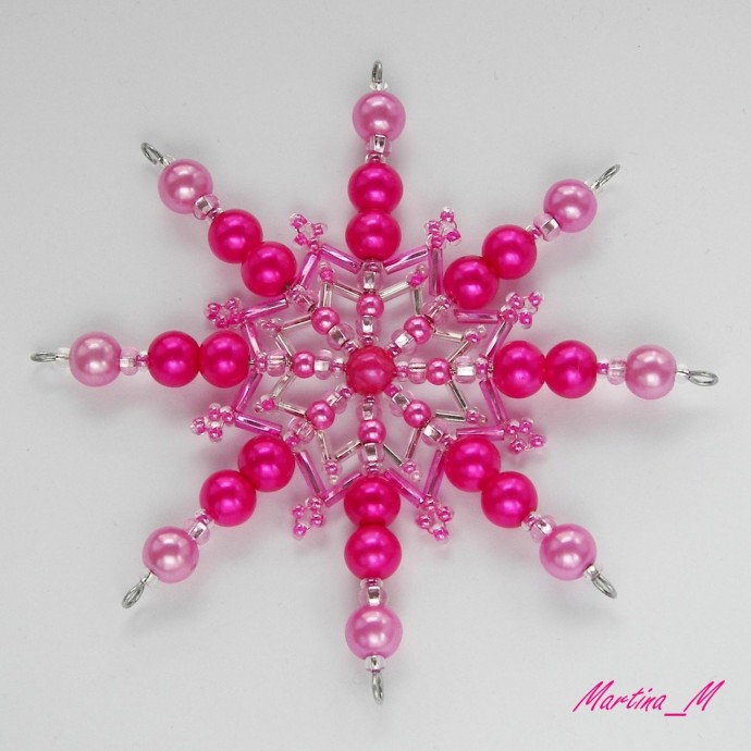 ​Снежинки из бисера, рубки, стекляруса и бусин
