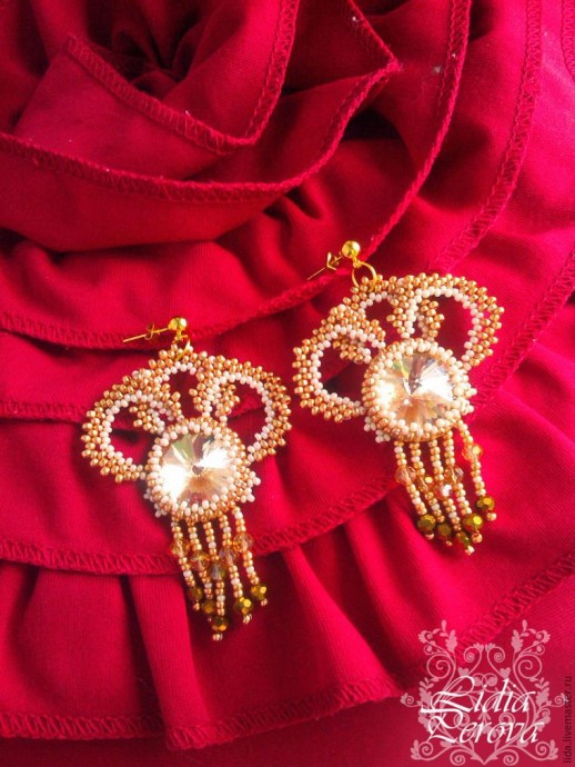 Создаем воздушные серьги "Golden Сrown": часть 2