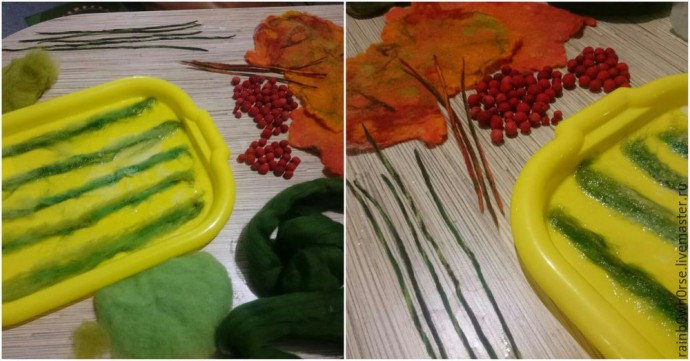 ​Как свалять веточку рябины из шерсти