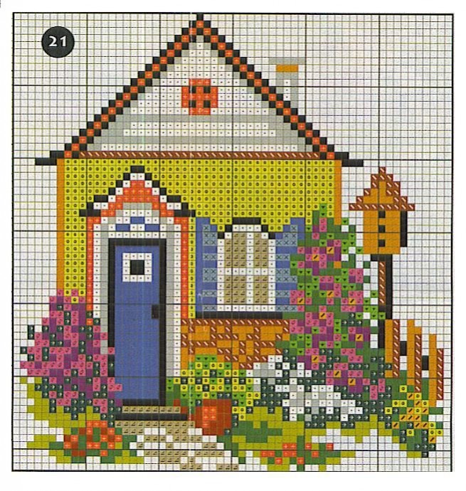 Вышиваем милые домики: часть 1