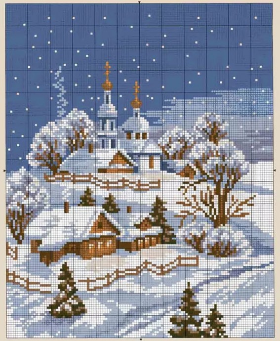 Вышиваем зимние пейзажи: часть 9