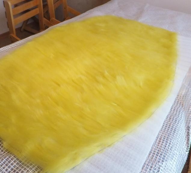 Валяние шарфа палантина на плоском шаблоне