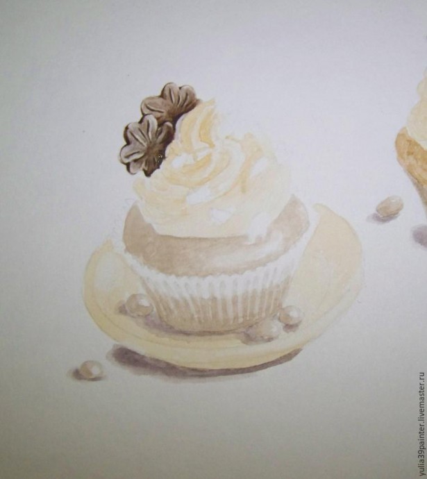 Рисуем капкейки акварелью: часть 1