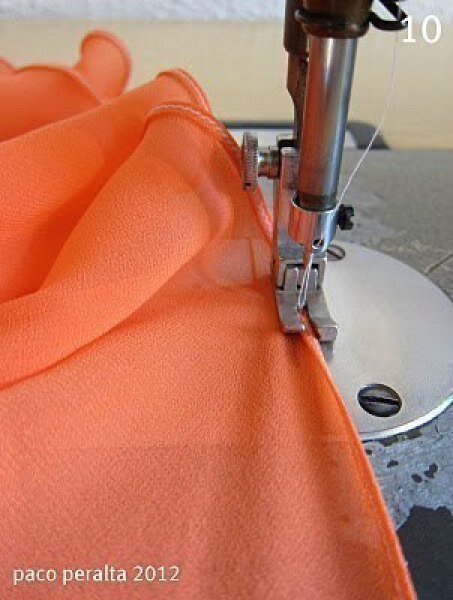 Обработка края шифона