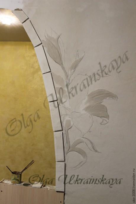 Делаем барельеф с лилиями на стене: часть 3