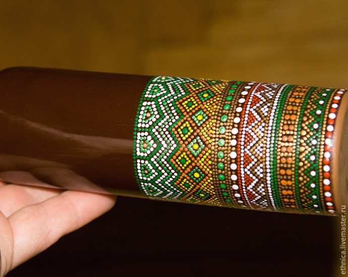 Точечная роспись бутылки в африканском стиле: часть 3