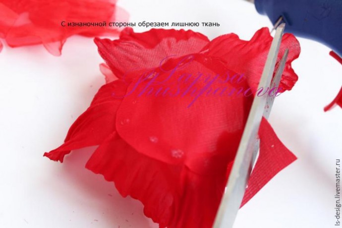 Делаем из ткани гофрированный пион: мастер-класс, часть 3