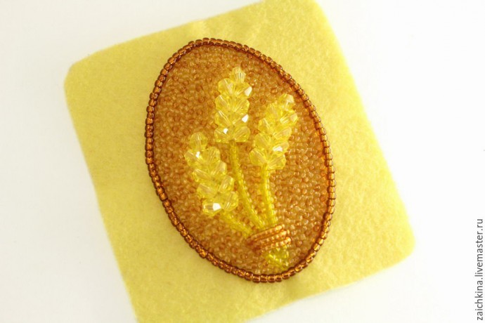 ​Вышиваем бисером брошь "Колоски": часть 3