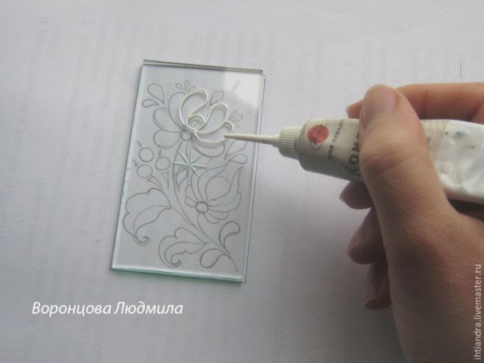 Витражный фонарик в стиле "Гжель"