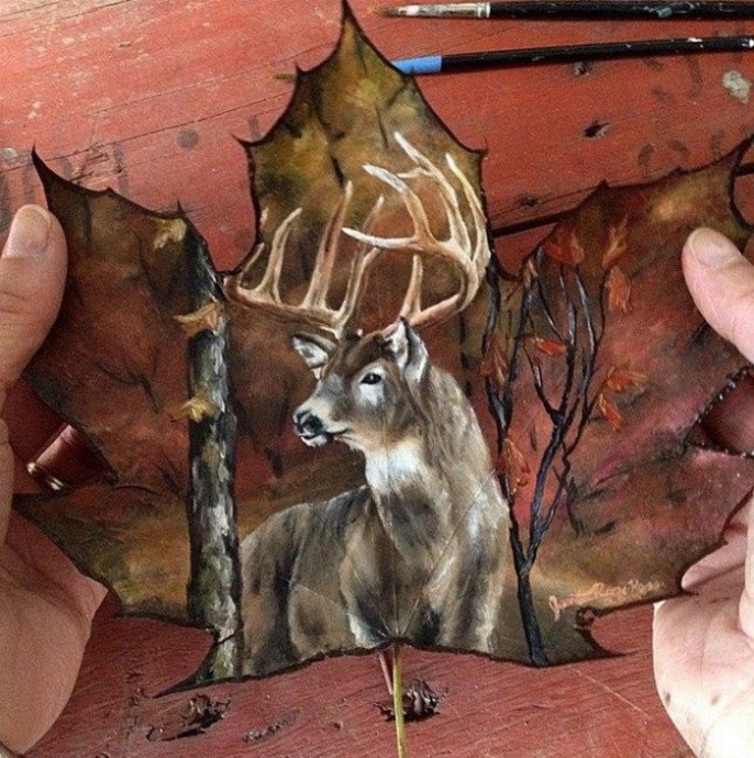 ​Рисование на кленовых листьях