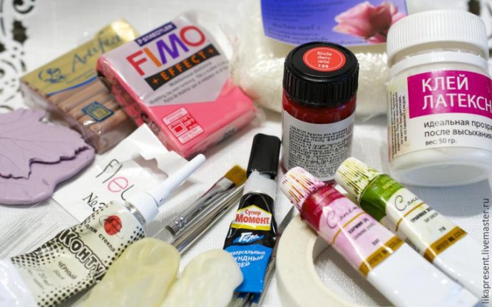 Лепим веточку калины из полимерной глины и холодного фарфора: часть 1