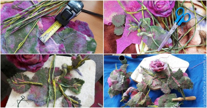 Создаем розочку из шерсти