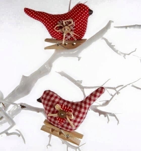 Текстильные птички для ёлочки