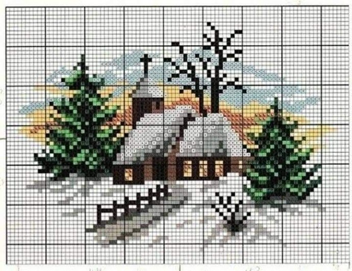 Вышиваем зимние пейзажи: часть 8