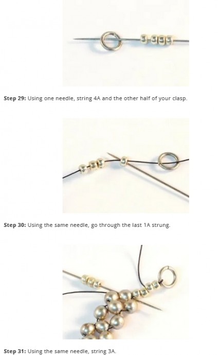 ​Колье "Уголок" с синими бусинами и бисерной сеткой