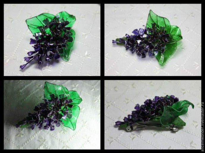 Заколка "Сирень" в технике витраль: часть 2