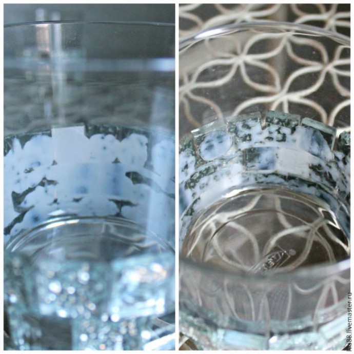 ​Декорируем стеклянные подсвечники мозаикой: часть 2