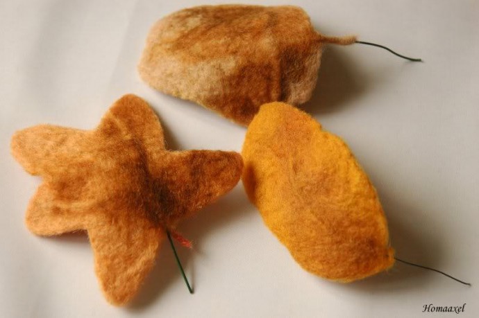 ​Мастер-класс по осенним листьям в технике валяния: часть 3