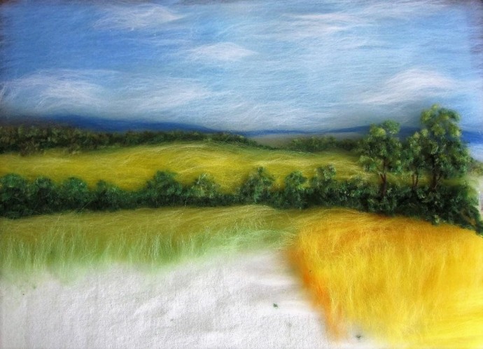 Прекрасные картины из шерсти или шерстяная акварель