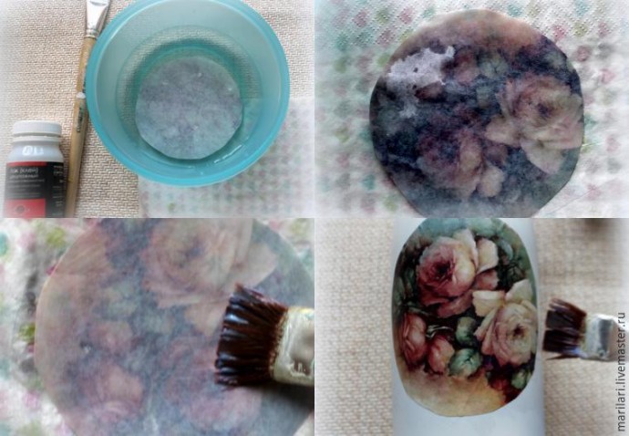 Декорируем стеклянную бутылку в технике декупажа