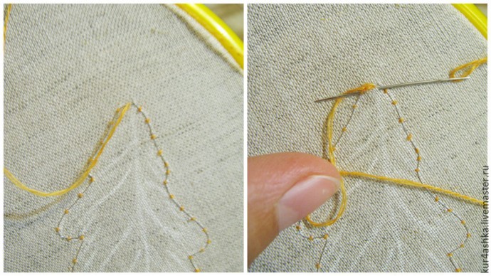 ​Создаем брошь "Дубовый лист" в технике объемной вышивки гладью: часть 1