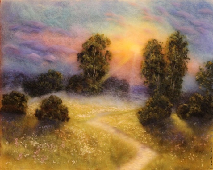 Прекрасные картины из шерсти или шерстяная акварель