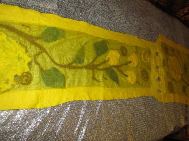 Валяние шарфа в технике нунофелтинг: часть 3