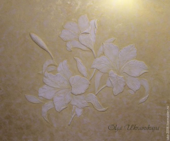 Делаем барельеф с лилиями на стене: часть 3