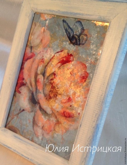 ​Создаем старинный зеркальный витраж: вживляем в стекло и работаем с поталью в хлопьях: часть 3