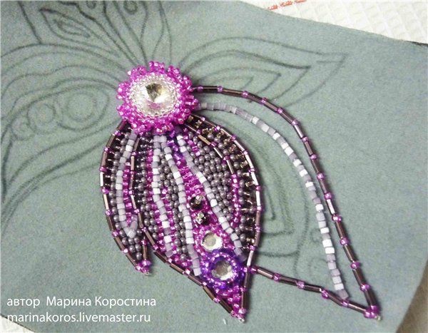 Вышиваем бисером колье с цветком: часть 1