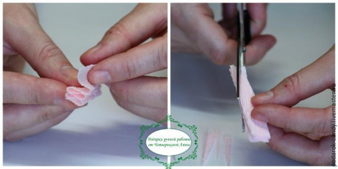 Делаем распушившийся пион из гофрированной бумаги и конфеты: часть 3 Делаем распушившийся пион из гофрированной бумаги и конфеты: часть 3