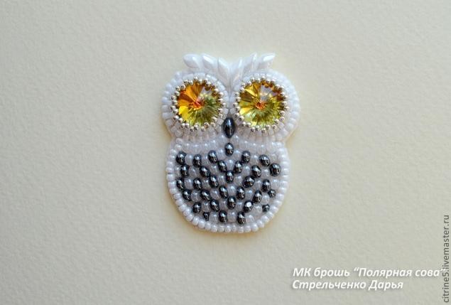 ​Вышиваем полярную сову в виде броши: часть 2
