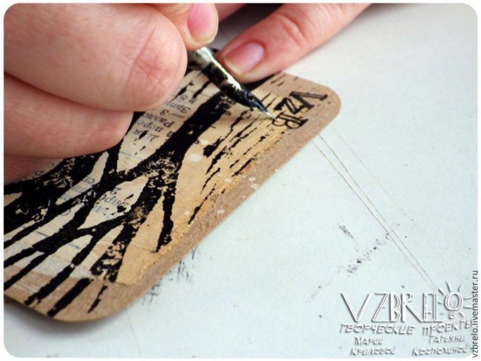 ​"Печатаем" открытки с элементами гравюры