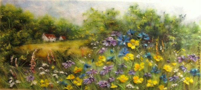 Прекрасные картины из шерсти или шерстяная акварель