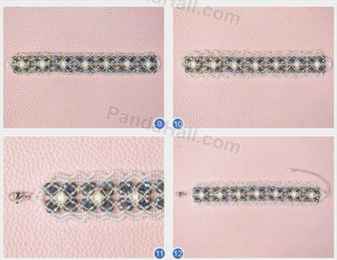 Ажурный браслет из бисера и биконуса