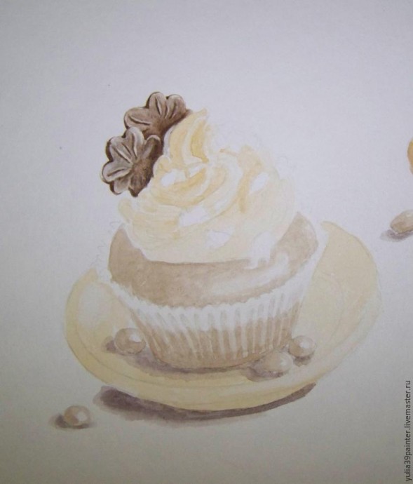 Рисуем капкейки акварелью: часть 1