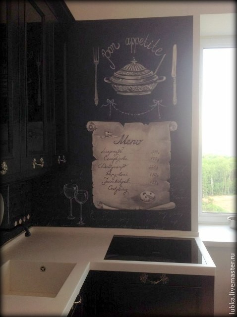 ​Роспись скинали кухни "Черно-белая графика": часть 3