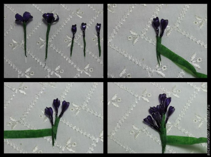 Заколка "Сирень" в технике витраль: часть 2