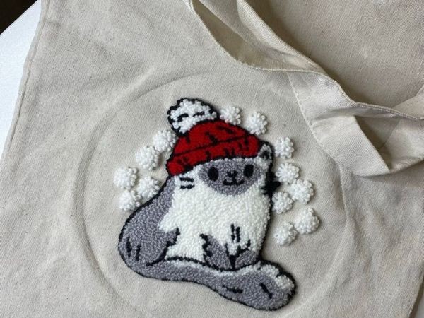 Шоппер с котиком в технике ковровой вышивки: мастер-класс, часть 2