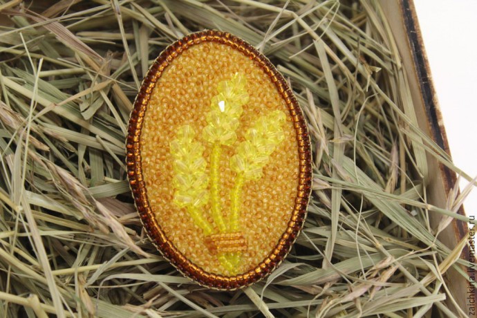 ​Вышиваем бисером брошь "Колоски": часть 4