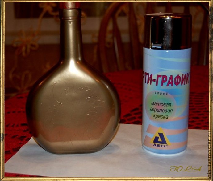 Декорируем стеклянную бутылку "Листопад"