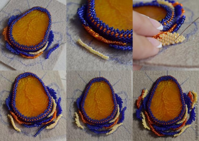 Вышиваем кулон с плетеными элементами