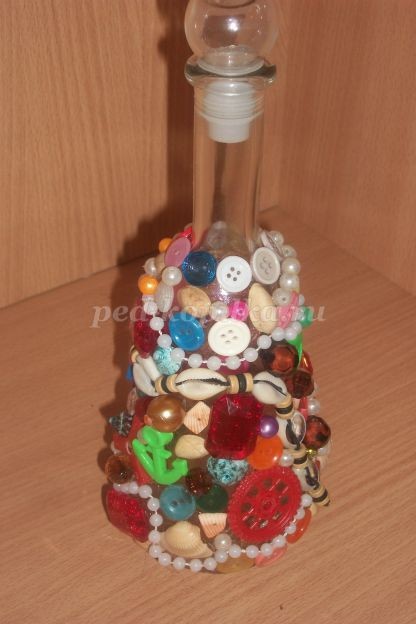 Декорирование стеклянной бутылки