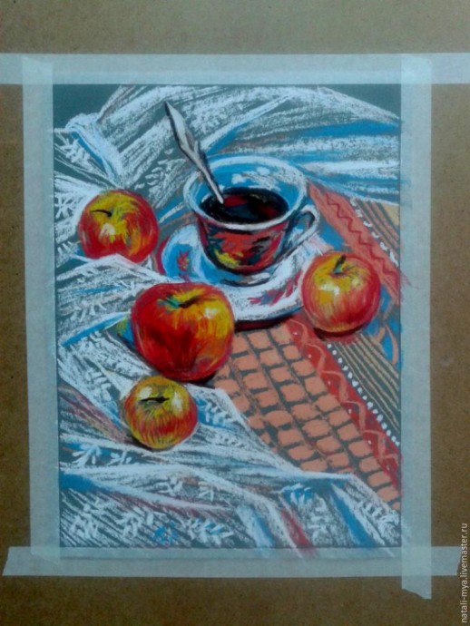 Рисуем натюрморт с яблоками: используем пастель на наждачной бумаге Рисуем натюрморт с яблоками: используем пастель на наждачной бумаге
