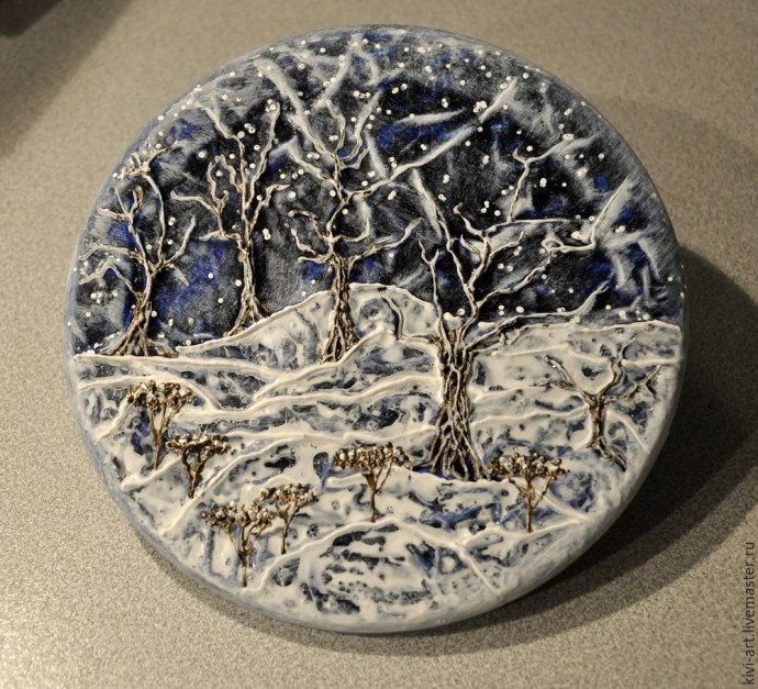 ​Мастер-класс по декорированию часов "Синяя зима": часть 2