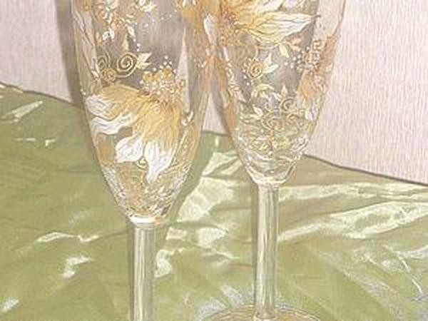 Витражная роспись бокалов "Пьяные цветы"