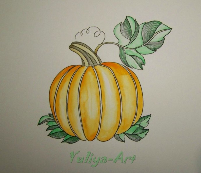​Рисуем тыкву в стиле зентангл и дудлинг: часть 2