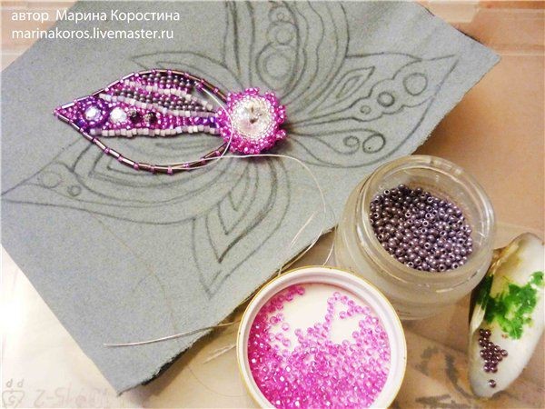 Вышиваем бисером колье с цветком: часть 1